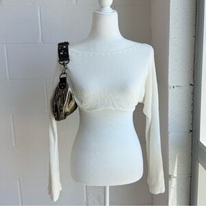 White Long Sleeve Crop Top